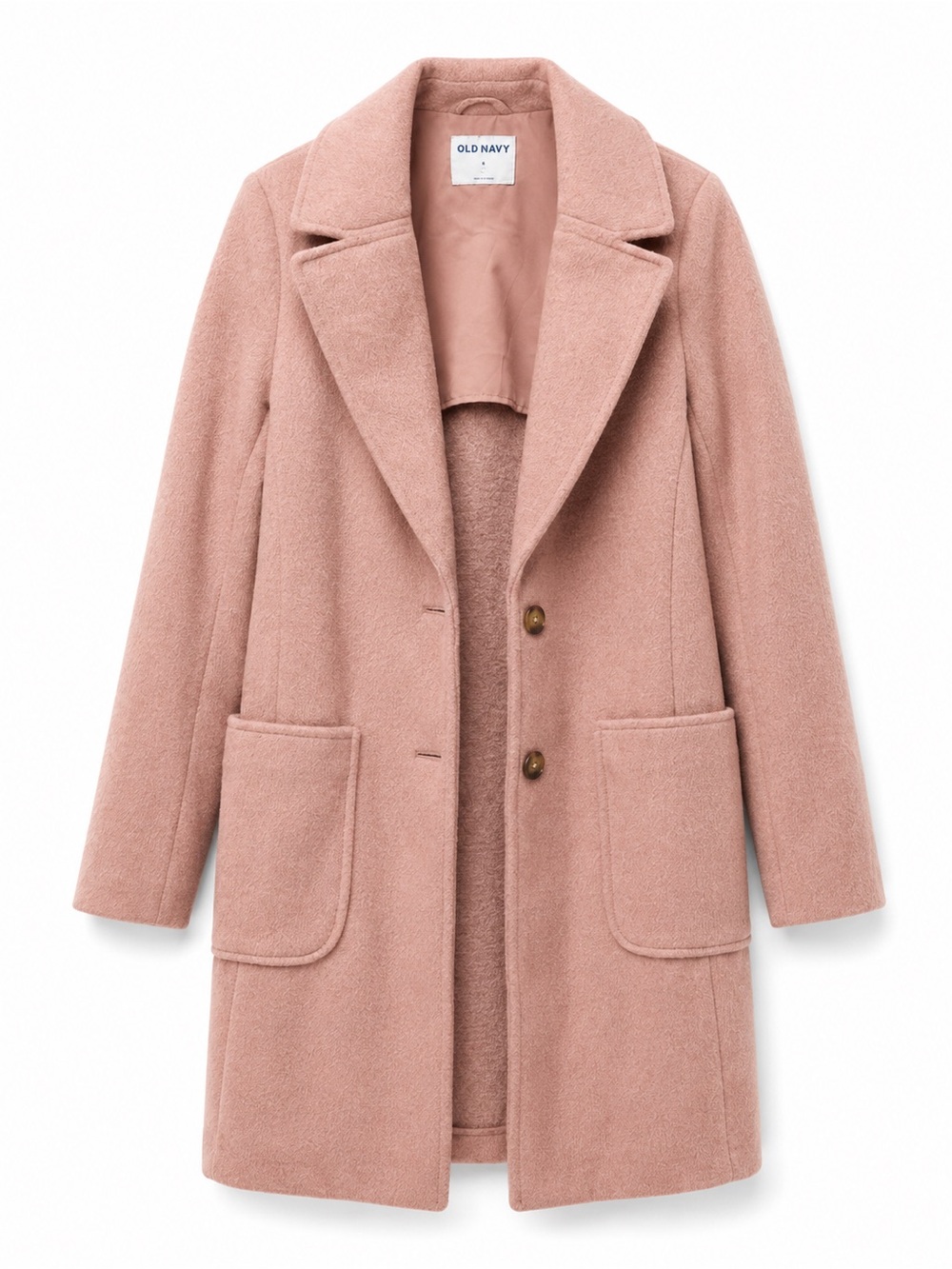 Old Navy Dusty Pink Wool-Blend Pea Coat
